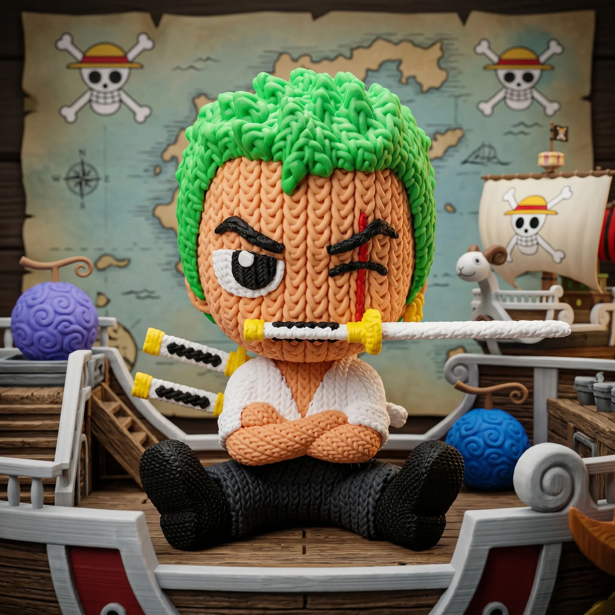 Roronoa Zoro - One Piece - Estilo crochet