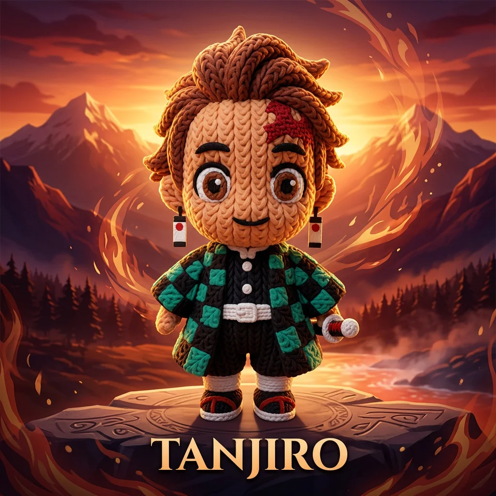 Tanjiro Kamado - Demon Slayer - Estilo crochet